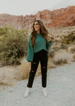 Denim Lounge THE GIANNA HIGH RISE DISTRESSED JEANS IN BLACK BOTTOMS