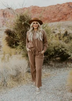 POLAGRAM THE MILEY RIBBED PANTS IN MOCHA