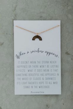 Presentlee THE RAINBOW PENDANT NECKLACE IN GOLD