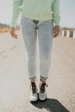 AAAAA Fashion THE ACID WASH DENIM ANKLE SKINNY JEAN BOTTOMS