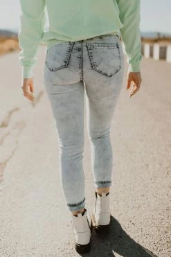 AAAAA Fashion THE ACID WASH DENIM ANKLE SKINNY JEAN BOTTOMS