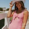PINK DESERT TIE FRONT ONE PIECE SWIMSUIT IN SUMMER GINGHAM