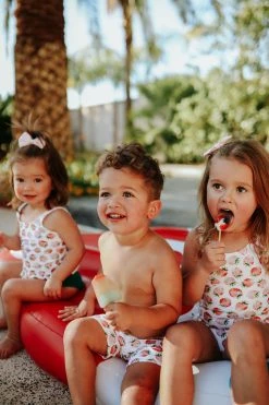 PINK DESERT BOYS EUROPEAN CUT SWIM SHORT IN SUMMER STRAWBERRY