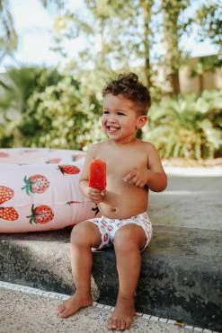 PINK DESERT BOYS EUROPEAN CUT SWIM SHORT IN SUMMER STRAWBERRY