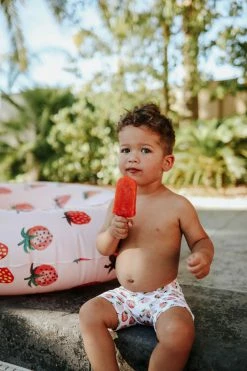 PINK DESERT BOYS EUROPEAN CUT SWIM SHORT IN SUMMER STRAWBERRY