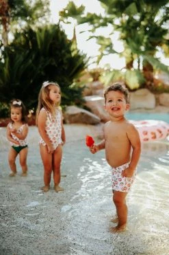 PINK DESERT BOYS EUROPEAN CUT SWIM SHORT IN SUMMER STRAWBERRY