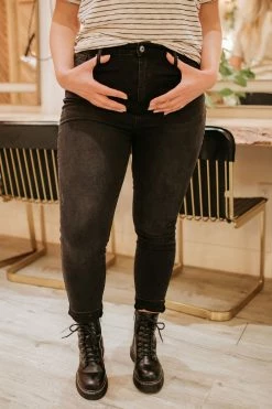 Risen THE BLACK HIGH WAISTED ANKLE SKINNY JEAN BOTTOMS