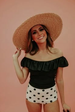 PINK DESERT RUFFLE MIDKINI IN BLACK SWIM