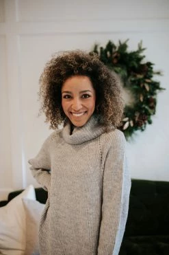 Hem & Thread DRESSES THE HOLLIE TURTLENECK SWEATER DRESS IN HEATHER GREY