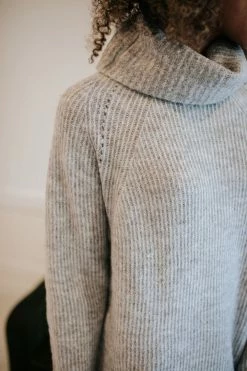 Hem & Thread DRESSES THE HOLLIE TURTLENECK SWEATER DRESS IN HEATHER GREY