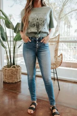 Vervet By Flying Monkey THE VERVET HIGH RISE BUTTON UP ANKLE SKINNY JEAN