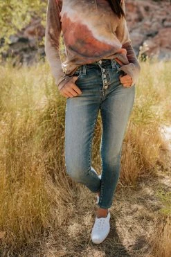 Vervet By Flying Monkey THE VERVET HIGH RISE BUTTON UP ANKLE SKINNY JEAN