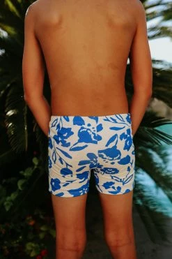 PINK DESERT BOYS EUROPEAN CUT SWIM SHORT IN BLUE FLORAL 9 PINK DESERT BOYS EUROPEAN CUT SWIM SHORT IN BLUE FLORAL