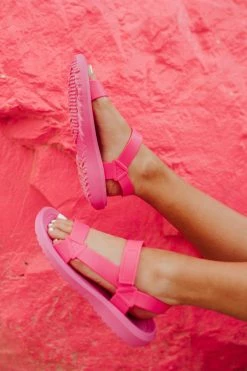 AppleBlossom SHOES THE BALI T-STRAP SANDALS IN BARBIE PINK