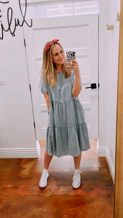 Calista THE DENVER TIERED BABYDOLL DRESS IN DENIM