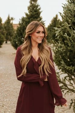 Mikarose THE WINNIE LONG SLEEVE MAXI DRESS IN WINE