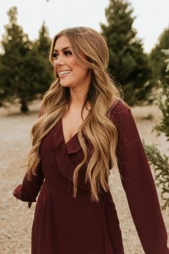 Mikarose THE WINNIE LONG SLEEVE MAXI DRESS IN WINE