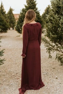 Mikarose THE WINNIE LONG SLEEVE MAXI DRESS IN WINE