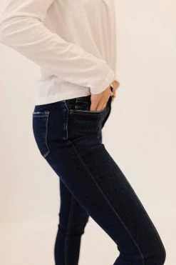 Vervet By Flying Monkey BOTTOMS THE VERVET ANKLE SLIT SKINNY JEANS IN DARK WASH