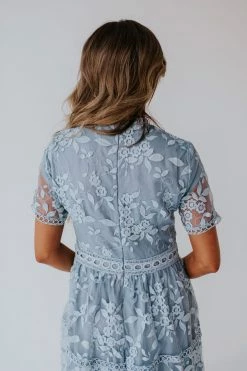 Polagram/Baevely THE DAISY CHAIN DRESS IN DUSTY BLUE DRESSES