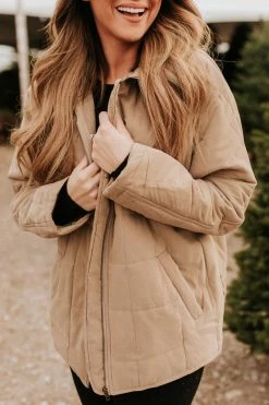Jodifl THE PUDDLE JUMPING PUFFER JACKET IN TAUPE TOPS