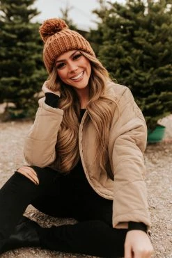 Jodifl THE PUDDLE JUMPING PUFFER JACKET IN TAUPE TOPS