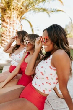 PINK DESERT HIGH WAIST SWIM BOTTOM IN CHERRY BOMB 11 PINK DESERT HIGH WAIST SWIM BOTTOM IN CHERRY BOMB