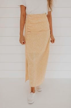 Ces Femme THE FLORA MIDI SKIRT IN YELLOW