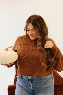 Sweet Lovely By Jen THE COLE POM SWEATER IN COCO