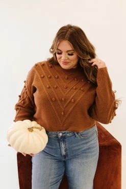 Sweet Lovely By Jen THE COLE POM SWEATER IN COCO