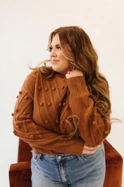 Sweet Lovely By Jen THE COLE POM SWEATER IN COCO