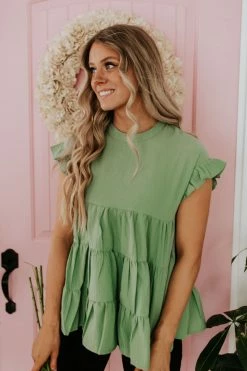 La Vida TOPS THE SAVOY BABYDOLL TOP IN SAGE