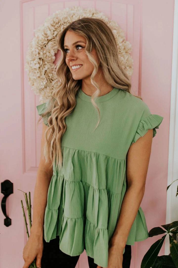 La Vida TOPS THE SAVOY BABYDOLL TOP IN SAGE 2 La Vida TOPS THE SAVOY BABYDOLL TOP IN SAGE
