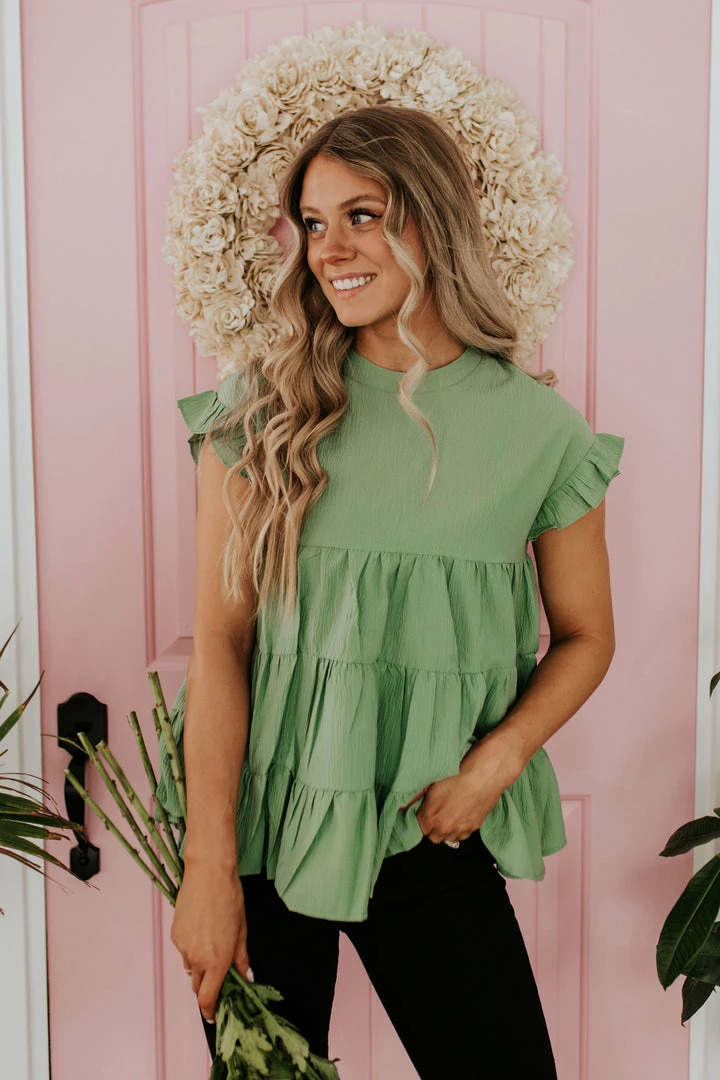 La Vida TOPS THE SAVOY BABYDOLL TOP IN SAGE 4 La Vida TOPS THE SAVOY BABYDOLL TOP IN SAGE