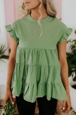 La Vida TOPS THE SAVOY BABYDOLL TOP IN SAGE 7 La Vida TOPS THE SAVOY BABYDOLL TOP IN SAGE