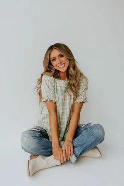 Hayden Los Angeles THE CALL ME MAYBE BABYDOLL TOP IN SAGE PLAID TOPS 8 Hayden Los Angeles THE CALL ME MAYBE BABYDOLL TOP IN SAGE PLAID TOPS