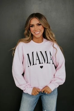 Rosemead THE MAMA HEART PULLOVER IN BABY PINK TOPS