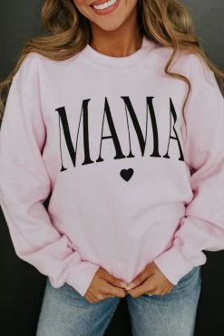 Rosemead THE MAMA HEART PULLOVER IN BABY PINK TOPS