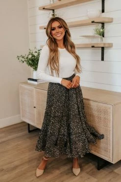 Blue B THE BECKETT MIDI SKIRT IN BLACK FLORAL SKIRTS