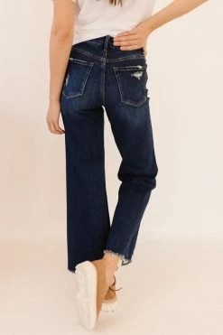 Vervet By Flying Monkey BOTTOMS THE LEONA SUPER HIGH RISE WIDE LEG JEANS IN DARK WASH