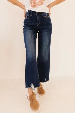 Vervet By Flying Monkey BOTTOMS THE LEONA SUPER HIGH RISE WIDE LEG JEANS IN DARK WASH