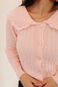 Hyfve THE SWEET PEA KNIT SWEATER IN LIGHT PINK TOPS