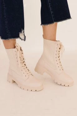 Thistle & Clover SHOES THE BRODY COMBAT BOOTS IN BONE