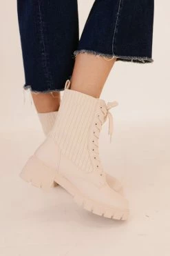 Thistle & Clover SHOES THE BRODY COMBAT BOOTS IN BONE