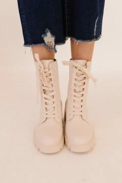 Thistle & Clover SHOES THE BRODY COMBAT BOOTS IN BONE