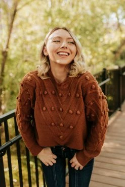 Sweet Lovely By Jen THE COLE POM SWEATER IN COCO