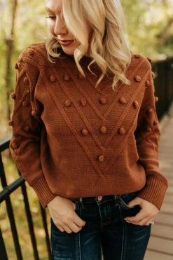 Sweet Lovely By Jen THE COLE POM SWEATER IN COCO