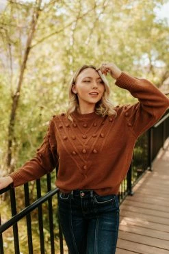 Sweet Lovely By Jen THE COLE POM SWEATER IN COCO