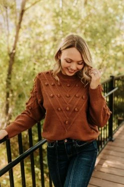 Sweet Lovely By Jen THE COLE POM SWEATER IN COCO