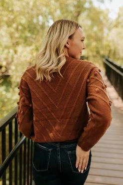 Sweet Lovely By Jen THE COLE POM SWEATER IN COCO